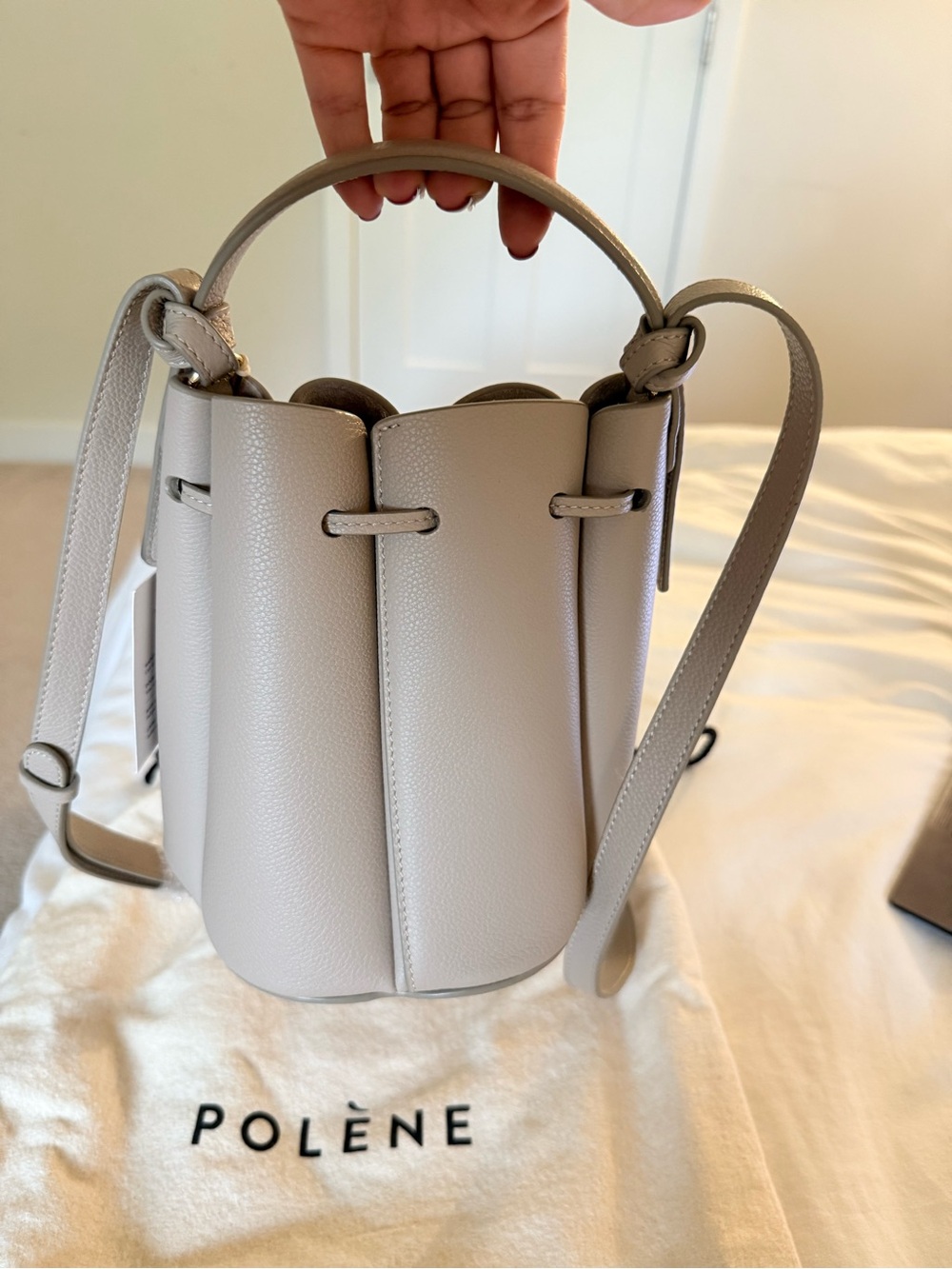 Polène Mini Bucket Bag in Light Gray - Picture 3 of 5